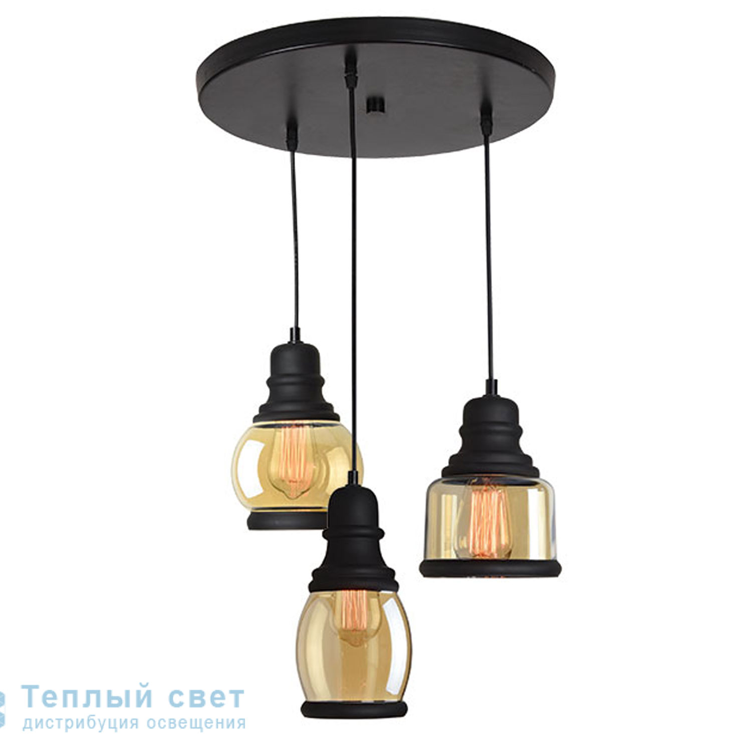 Zambelis 16101 PENDANT LIGHT 3L E27 D38 CHAMPAGNE GLASSES-BLACK подвесной светильник