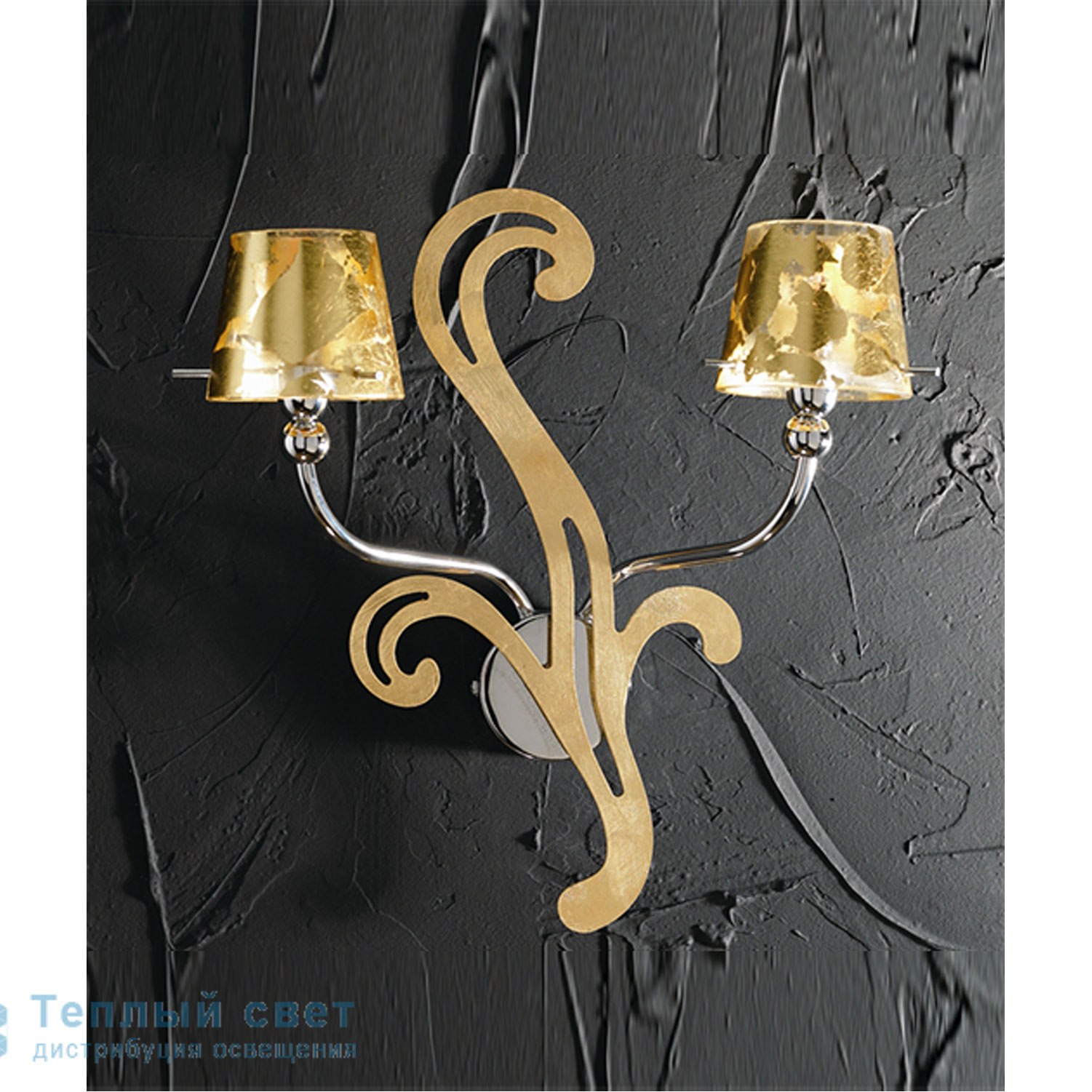 Zambelis 21014 SCONCE 2L G9 SILVER/GOLD LEAF METAL-GLASS настенный светильник Zambelis 21014 SCONCE 2L G9 SILVER/GOLD LEAF METAL-GLASS настенный светильник